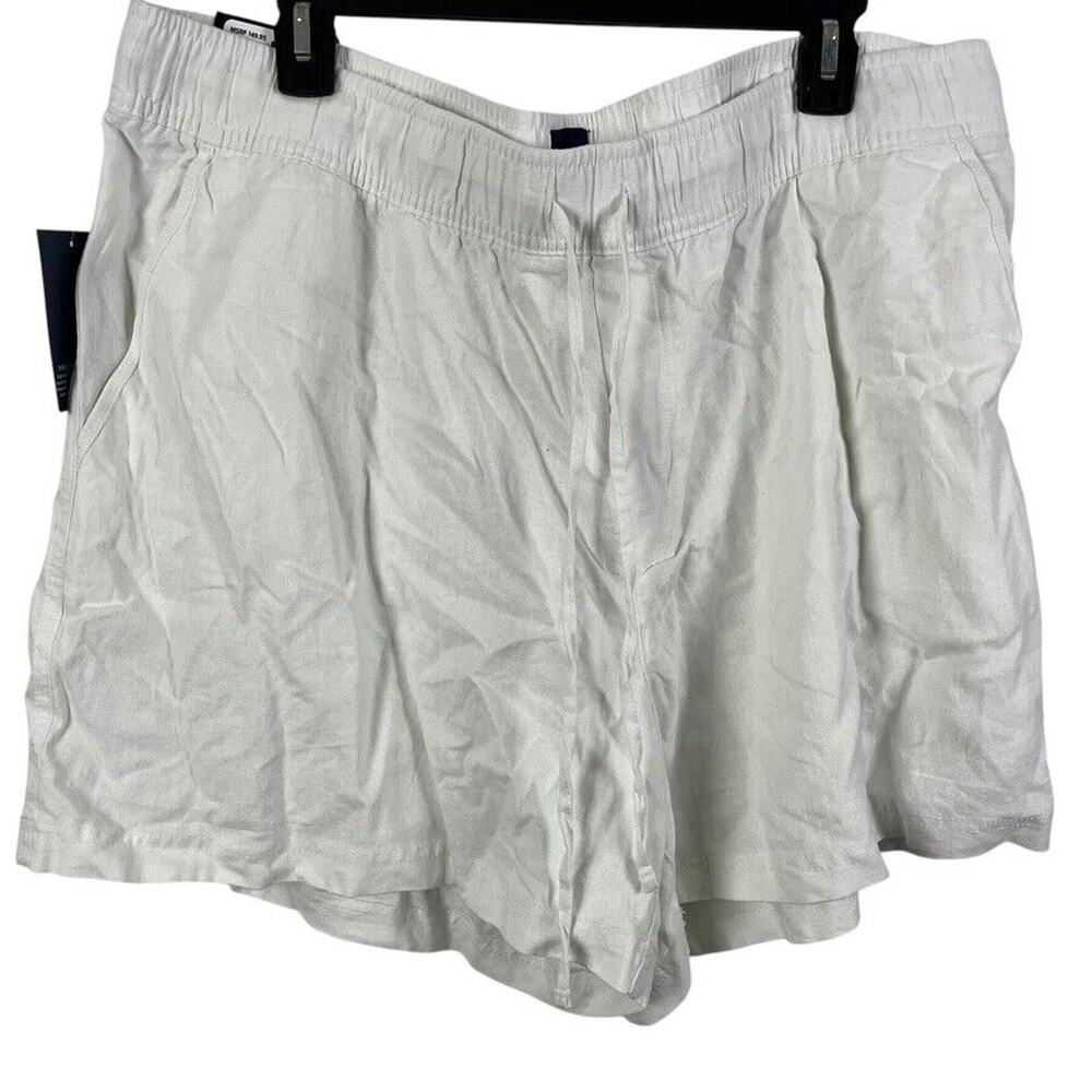 Gap Womens Linen Pull On Shorts Elastic Waist White NWT Pocket Drawstring XXL 2X